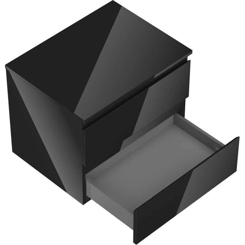 Mexen Orio dulap baie sub chiuvetă, 60 cm cu blat, 2 sertare, negru lucios - 91A10-06047-2-BFFC70