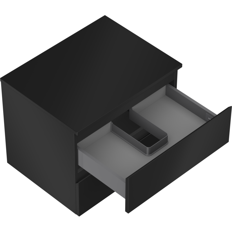 Mexen Orio dulap baie sub chiuvetă 60 cm cu blat, 2 sertare, negru mat - 91A10-06047-2-BFFC71