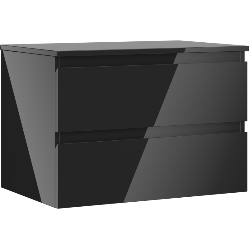 Mexen Orio dulap baie pentru lavoar 70 cm cu blat, 2 sertare, negru lucios - 91A10-07047-2-BFFC70