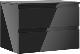 Mexen Orio dulap baie pentru lavoar 70 cm cu blat, 2 sertare, negru lucios - 91A10-07047-2-BFFC70