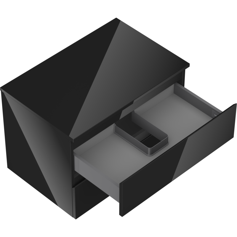 Mexen Orio dulap baie sub chiuvetă 70 cm cu blat, 2 sertare, negru lucios - 91A10-07047-2-BFFC70