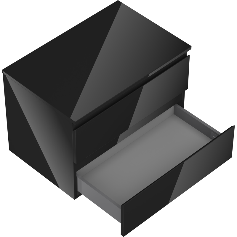 Mexen Orio dulap baie sub chiuvetă 70 cm cu blat, 2 sertare, negru lucios - 91A10-07047-2-BFFC70