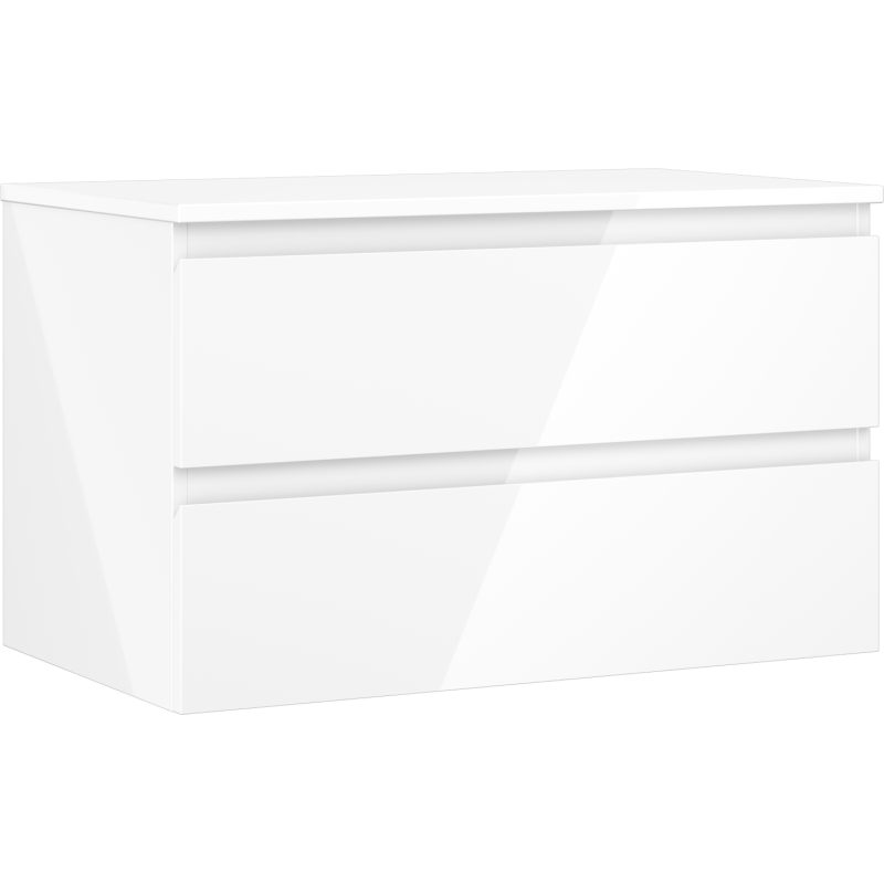 Dulap baie Mexen Orio sub lavoar 80 cm cu blat, 2 sertare, alb lucios - 91A10-08047-2-BFFC00