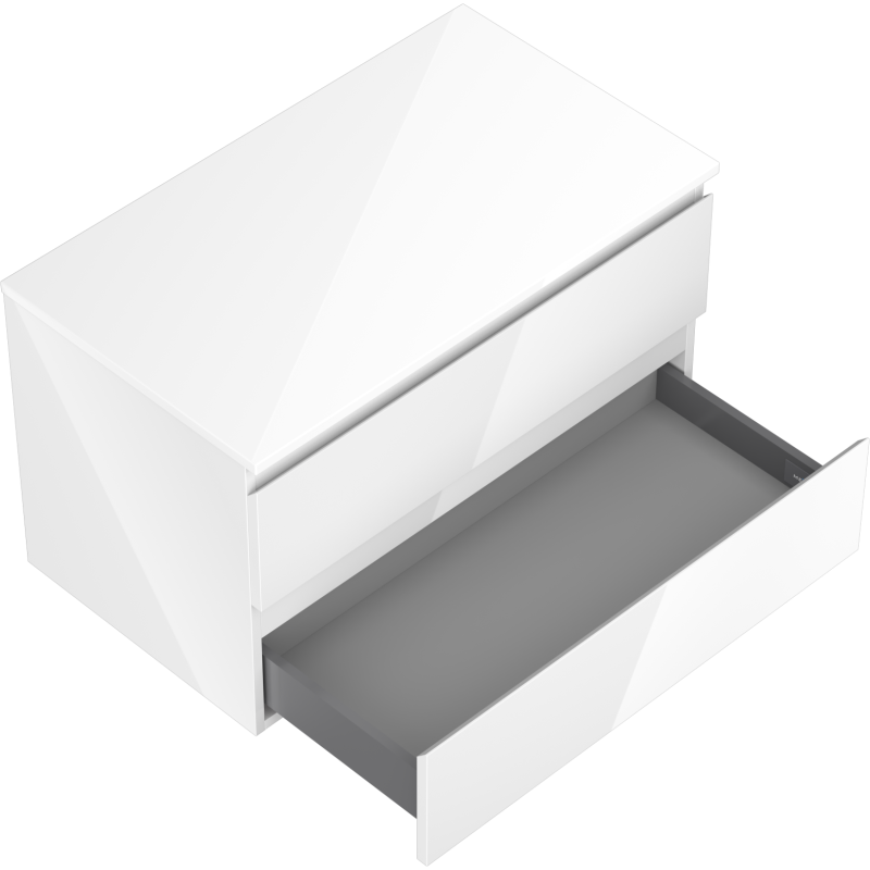 Mexen Orio fürdőszobai mosdószekrény 80 cm-es pulttal, 2 fiókkal, fényes fehér - 91A10-08047-2-BFFC00