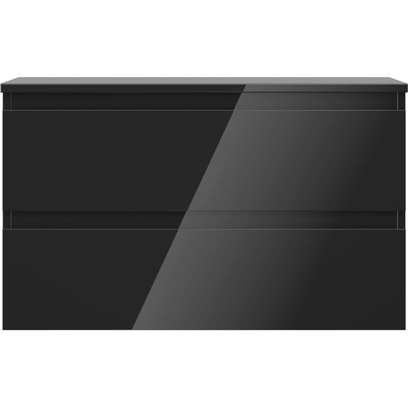 Mexen Orio fürdőszobai szekrény mosdókagylóhoz, 80 cm munkalappal, 2 fiókos, fekete fényes - 91A10-08047-2-BFFC70
