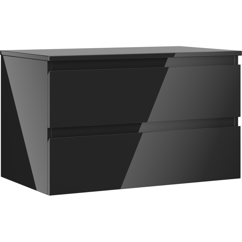 Mexen Orio dulap baie sub chiuvetă 80 cm cu blat, 2 sertare, negru lucios - 91A10-08047-2-BFFC70