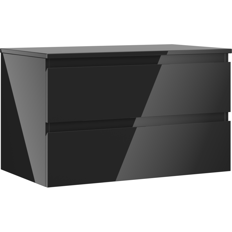 Mexen Orio dulap baie sub lavoar 80 cm cu blat, 2 sertare, negru lucios - 91A10-08047-2-BFFC70