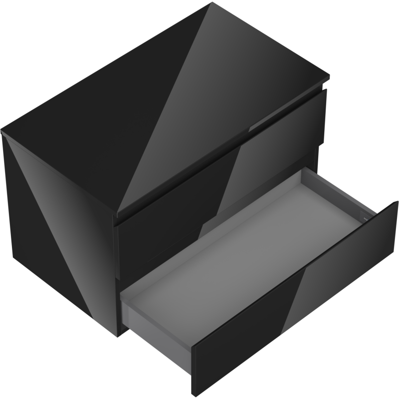 Mexen Orio dulap baie sub chiuvetă 80 cm cu blat, 2 sertare, negru lucios - 91A10-08047-2-BFFC70