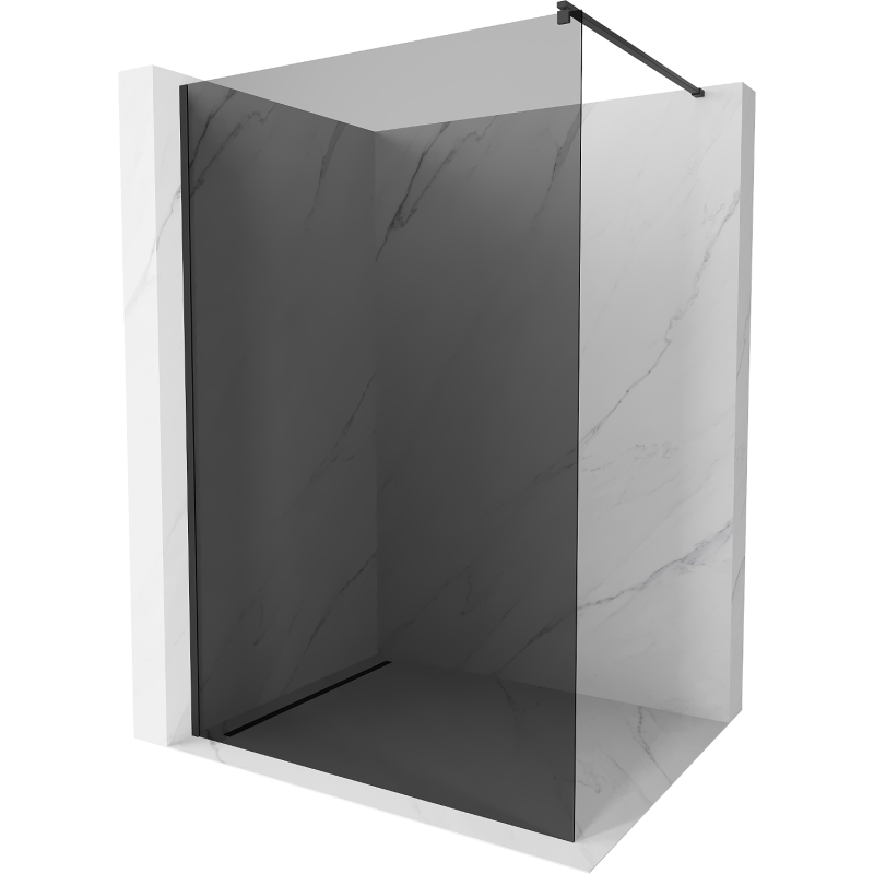 Mexen Kioto zuhanyfal 110 x 200 cm, Sötétszürke 8 mm, Fekete - 800-110-101-70-40