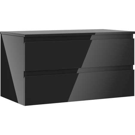 Dulap de baie Mexen Orio sub lavoar 90 cm cu blat, 2 sertare, negru lucios - 91A10-09047-2-BFFC70