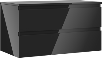 Dulap de baie Mexen Orio sub lavoar 90 cm cu blat, 2 sertare, negru lucios - 91A10-09047-2-BFFC70