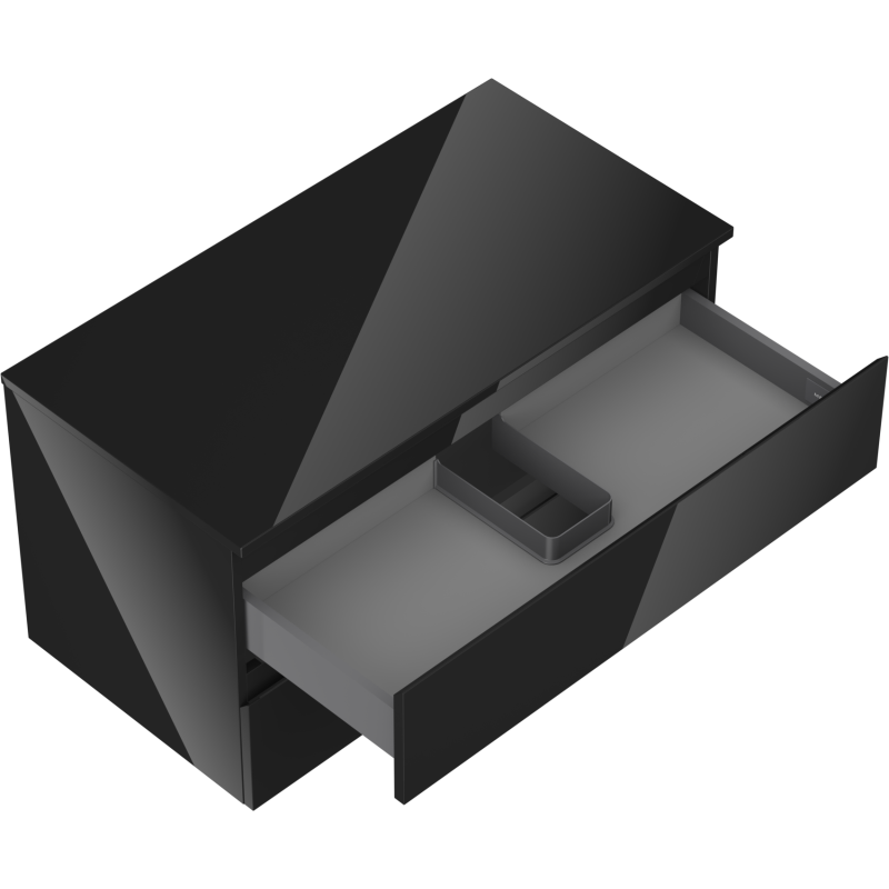Mexen Orio mosdószekrény 90 cm-es munkalappal, 2 fiókkal, fényes fekete - 91A10-09047-2-BFFC70