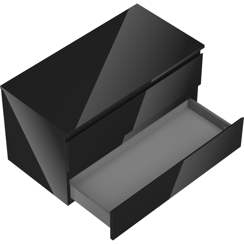 Mexen Orio mosdószekrény 90 cm-es munkalappal, 2 fiókkal, fényes fekete - 91A10-09047-2-BFFC70