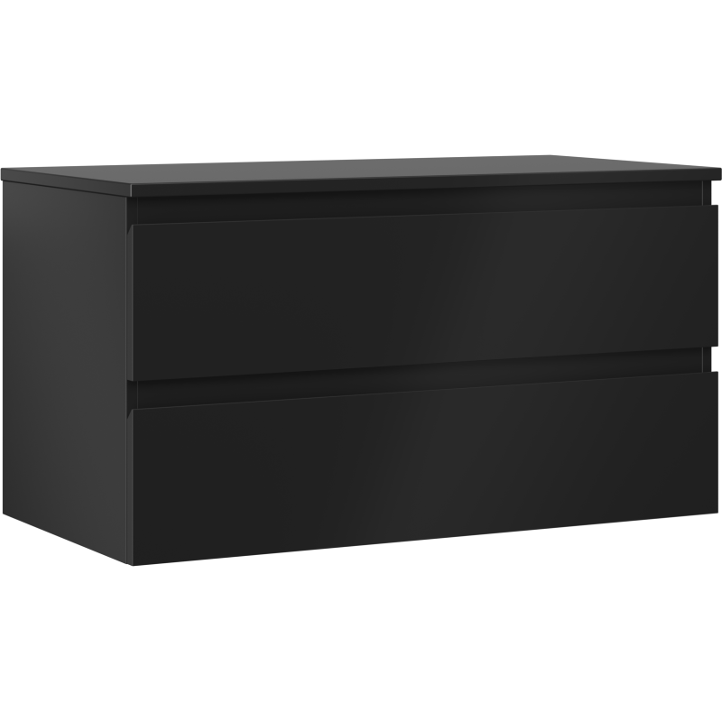 Mexen Orio 90 cm-es fürdőszobai szekrény mosdókagyló alá, pulttal, 2 fiókkal, fekete matt - 91A10-09047-2-BFFC71