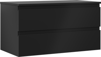 Mexen Orio 90 cm-es fürdőszobai szekrény mosdókagyló alá, pulttal, 2 fiókkal, fekete matt - 91A10-09047-2-BFFC71