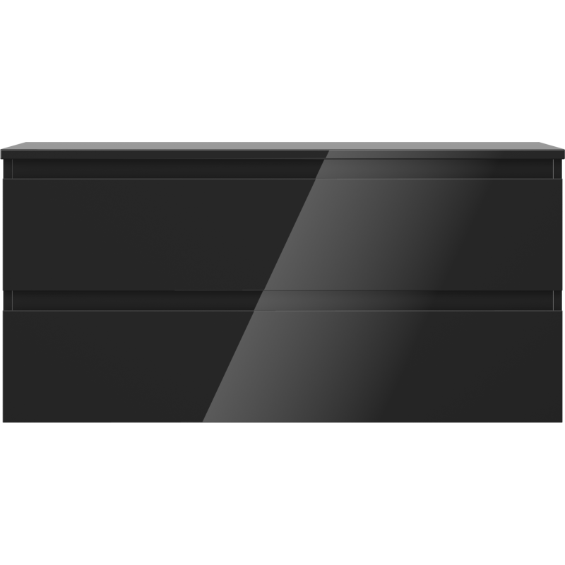 Mexen Orio 100 cm-es mosdókagyló alatti fürdőszobaszekrény lappal, 2 fiókos, fekete fényes - 91A10-10047-2-BFFC70