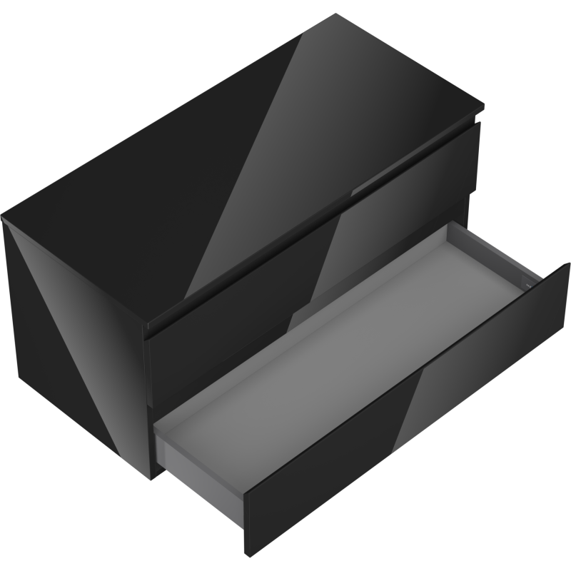 Mexen Orio dulap de baie sub chiuvetă 100 cm cu blat, 2 sertare, negru lucios - 91A10-10047-2-BFFC70