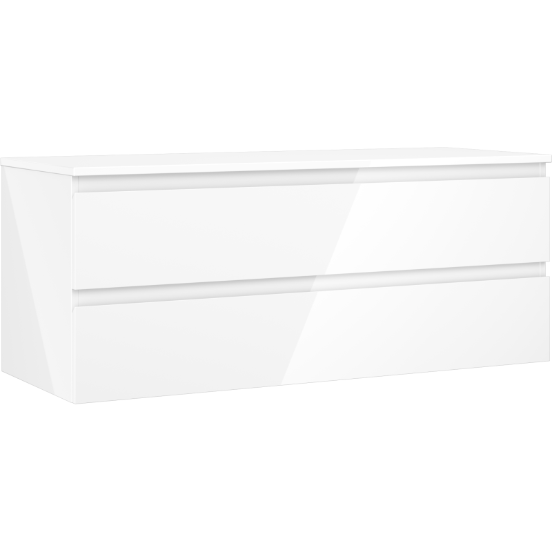 Mexen Orio fürdőszobai szekrény mosdó alá 120 cm munkalappal, 2 fiókos, fehér fényes - 91A10-12047-2-BFFC00