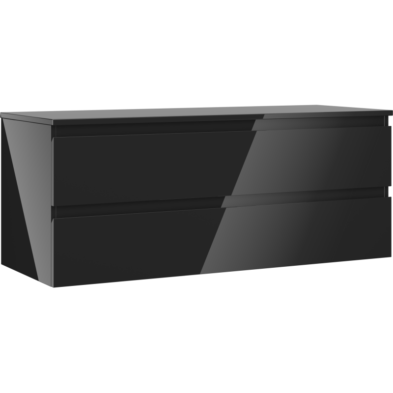 Mexen Orio dulap baie de 120 cm cu blat, 2 sertare, negru lucios - 91A10-12047-2-BFFC70
