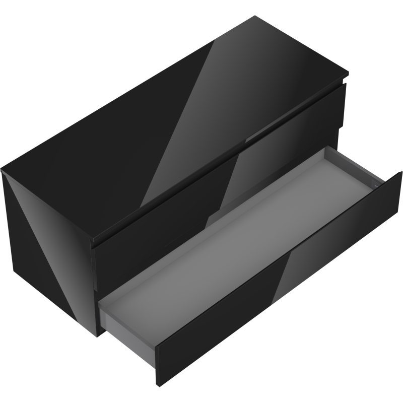 Mexen Orio dulap baie sub lavoar 120 cm cu blat, 2 sertare, negru lucios - 91A10-12047-2-BFFC70