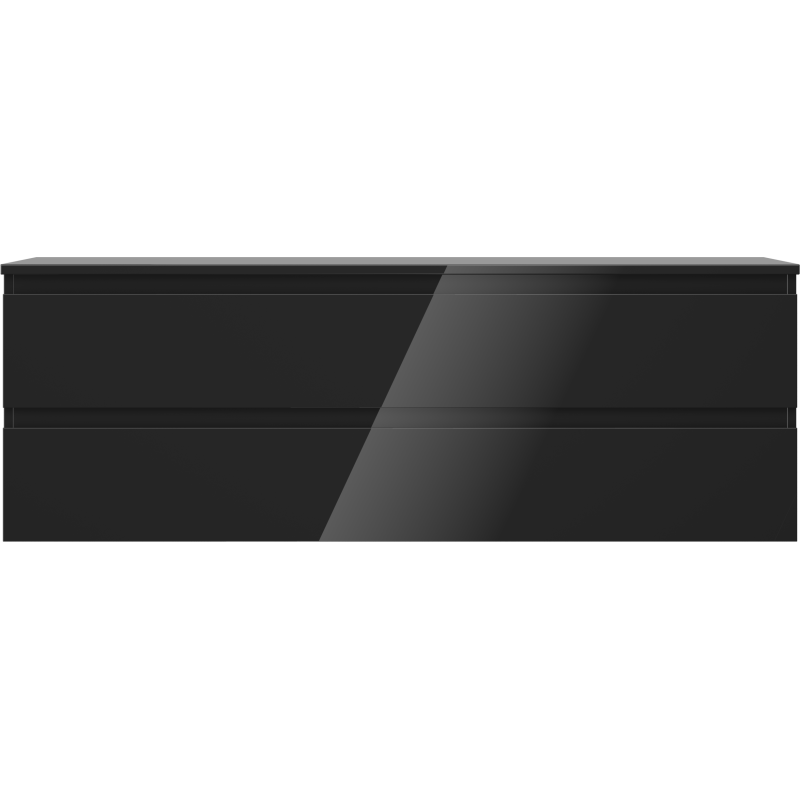 Mexen Orio dulap baie pentru chiuvetă 140 cm cu blat, 2 sertare, negru lucios - 91A10-14047-2-BFFC70
