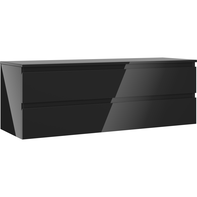 Mexen Orio dulap baie pentru chiuvetă 140 cm cu blat, 2 sertare, negru lucios - 91A10-14047-2-BFFC70