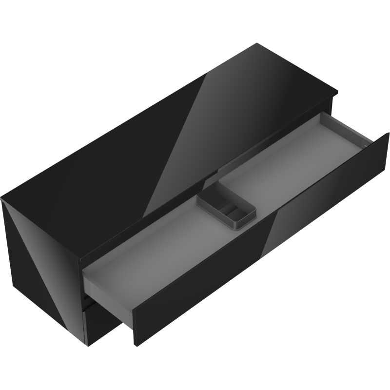 Mexen Orio dulap baie pentru chiuvetă 140 cm cu blat, 2 sertare, negru lucios - 91A10-14047-2-BFFC70