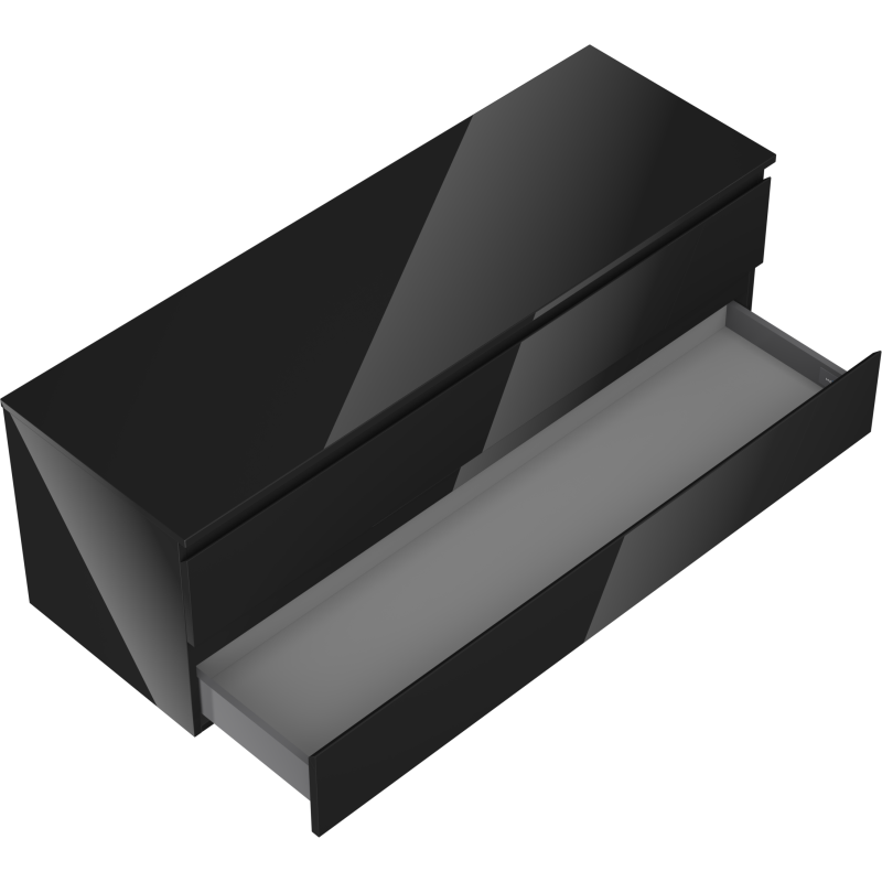 Mexen Orio dulap baie pentru chiuvetă 140 cm cu blat, 2 sertare, negru lucios - 91A10-14047-2-BFFC70
