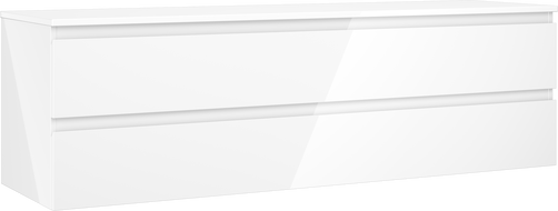 Mexen Orio 160 cm-es fürdőszobaszekrény mosdókagyló alá, lappal, 2 fiókkal, fényes fehér - 91A10-16047-2-BFFC00