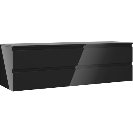 Mexen Orio dulap baie suspendat 160 cm cu blat, 2 sertare, negru lucios - 91A10-16047-2-BFFC70