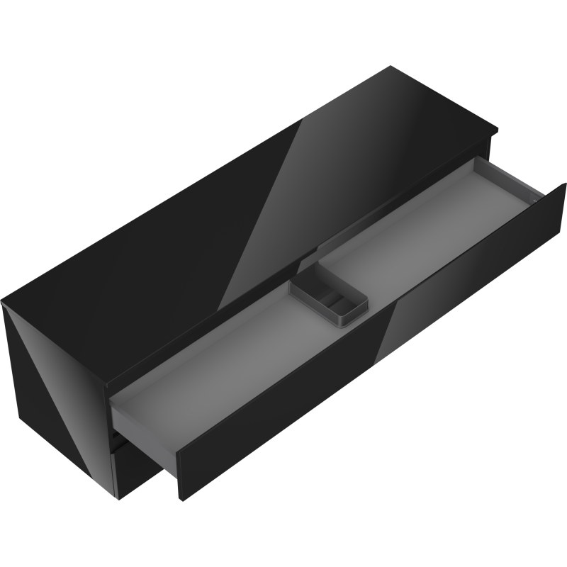 Mexen Orio dulap baie cu blat 160 cm, 2 sertare, negru lucios - 91A10-16047-2-BFFC70