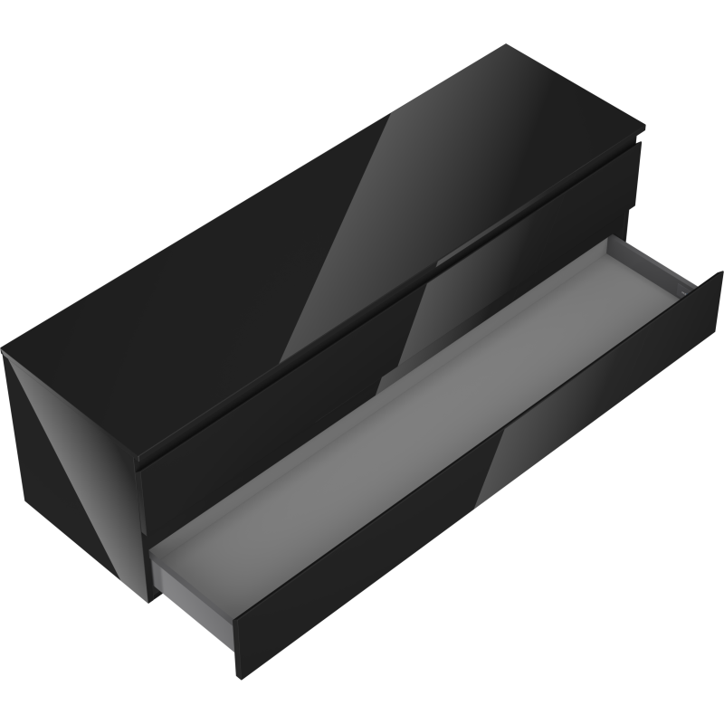 Mexen Orio dulap baie cu blat 160 cm, 2 sertare, negru lucios - 91A10-16047-2-BFFC70