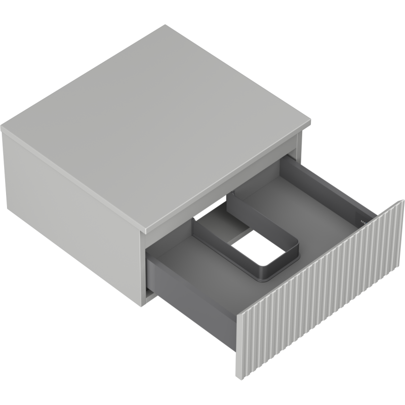 Mexen Rivel fürdőszobai szekrény mosdó alá 50 cm-es lappal, 1 fiók, bordázott, szürke matt - 91A20-05023-1-BFC62