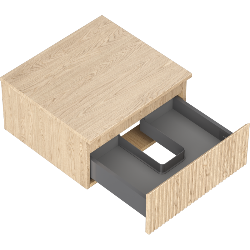 Mexen Rivel fürdőszobai szekrény mosdókagylóhoz 50 cm, lappal, 1 fiók, bordázott, tölgy - 91A20-05023-1-BFC81