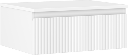 Mexen Rivel fürdőszobai szekrény mosdó alá 60 cm munkalappal, 1 fiók, barázdált, matt fehér - 91A20-06023-1-BFC01