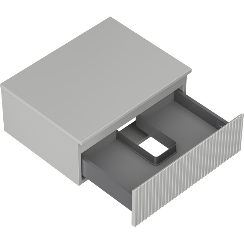 Mexen Rivel fürdőszobai szekrény mosdó alá 60 cm, lappal, 1 fiók, bordázott, szürke matt - 91A20-06023-1-BFC62