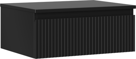 Mexen Rivel 60 cm-es mosdó alatti fürdőszobaszekrény lappal, 1 fiók, bordázott, fekete matt - 91A20-06023-1-BFC71