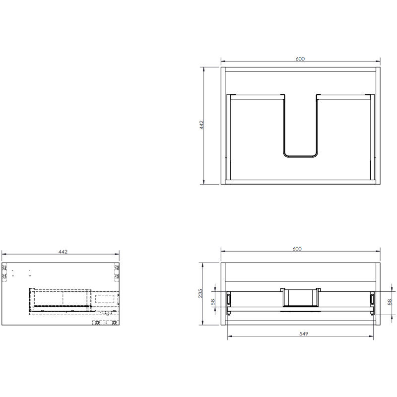 Mexen Rivel dulap baie sub lavoar 60 cm cu blat, 1 sertar, canelat, stejar - 91A20-06023-1-BFC81