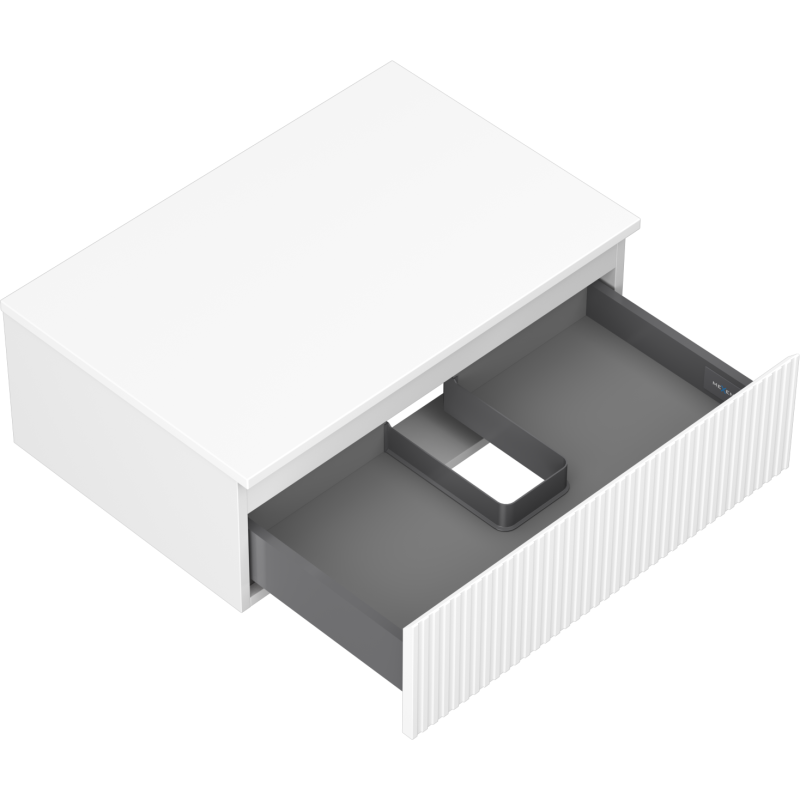 Mexen Rivel dulap baie cu blat 70 cm, 1 sertar, canelat, alb mat - 91A20-07023-1-BFC01