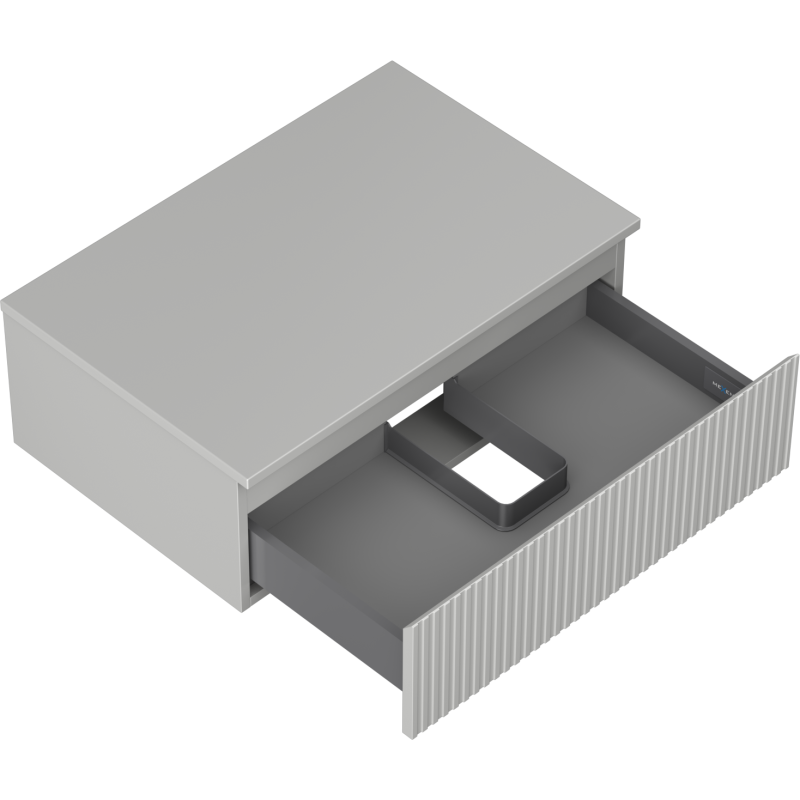 Mexen Rivel fürdőszobai szekrény mosdó alá, 70 cm, lappal, 1 fiók, bordázott, szürke matt - 91A20-07023-1-BFC62