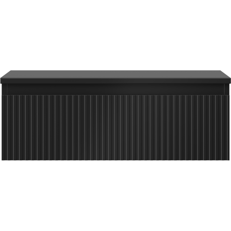 Mexen Rivel 70 cm-es mosdó alatti fürdőszobai szekrény munkalappal, 1 fiók, barázdált, fekete matt - 91A20-07023-1-BFC71