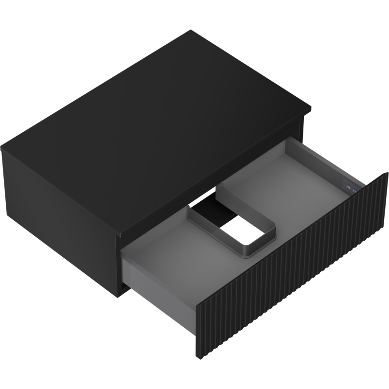 Mexen Rivel dulap baie sub chiuvetă 70 cm cu blat, 1 sertar, structurat, negru mat - 91A20-07023-1-BFC71