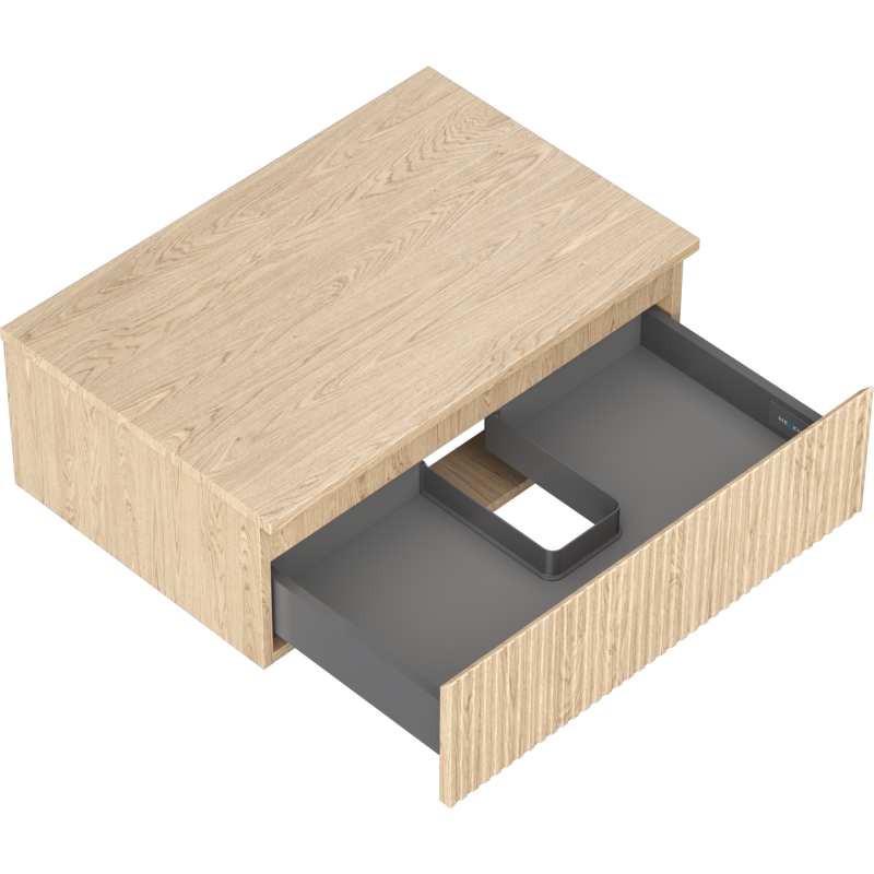 Mexen Rivel fürdőszobai mosdó alatti szekrény 70 cm-es munkalappal, 1 fiók, bordázott, tölgy - 91A20-07023-1-BFC81