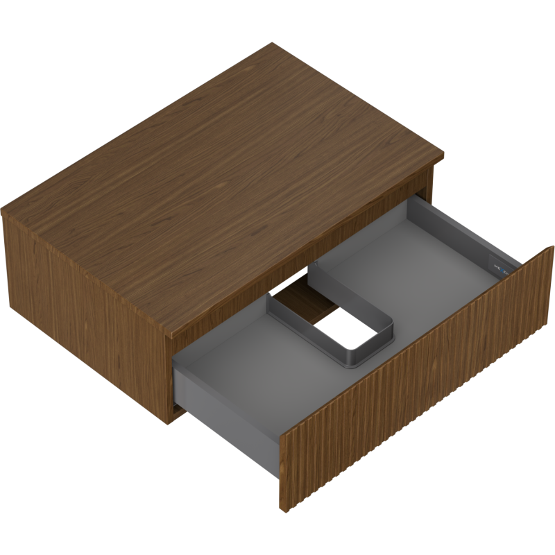 Mexen Rivel fürdőszobai mosdó alatti szekrény 70 cm-es munkalappal, 1 fiókkal, barázdált, dió színű