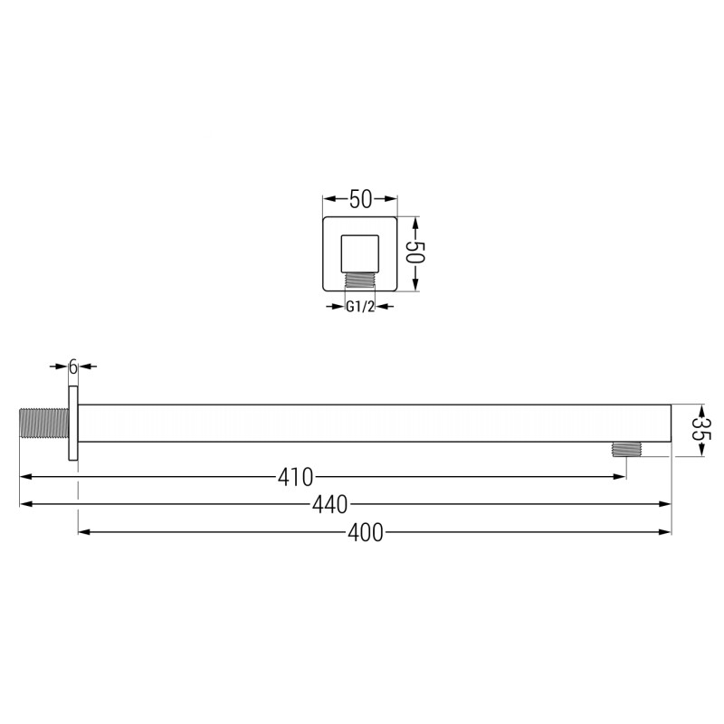 Mexen Cube fali zuhanykar 40 cm króm - 79111-00