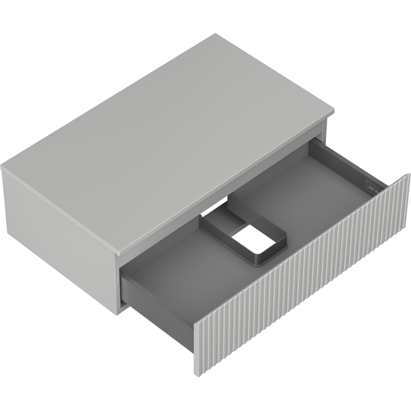 Mexen Rivel fürdőszobai mosdós szekrény 80 cm-es munkalappal, 1 fiókos, barázdált, szürke matt - 91A20-08023-1-BFC62