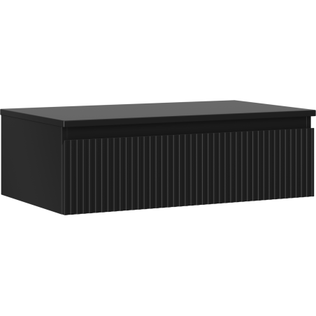 Mexen Rivel fürdőszobai mosdószekrény 80 cm munkalappal, 1 fiókos, nútolt, fekete matt - 91A20-08023-1-BFC71