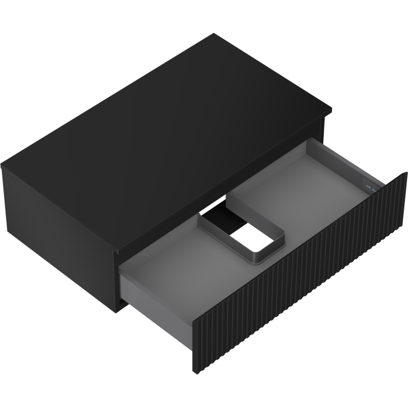 Mexen Rivel dulap baie sub chiuvetă 80 cm cu blat, 1 sertar, canelat, negru mat - 91A20-08023-1-BFC71