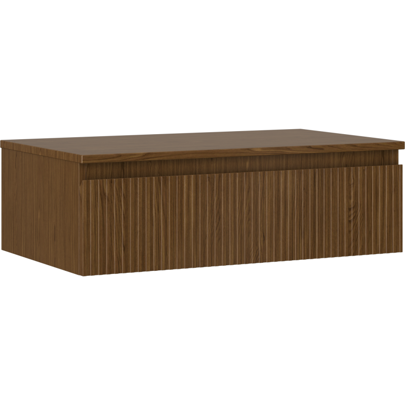 Mexen Rivel fürdőszobai szekrény mosdókagyló alá, 80 cm-es munkalappal, 1 fiók, bordázott, dió - 91A20-08023-1-BFC86