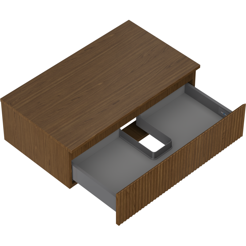 Mexen Rivel dulap baie sub lavoar 80 cm cu blat, 1 sertar, canelat, nuc - 91A20-08023-1-BFC86